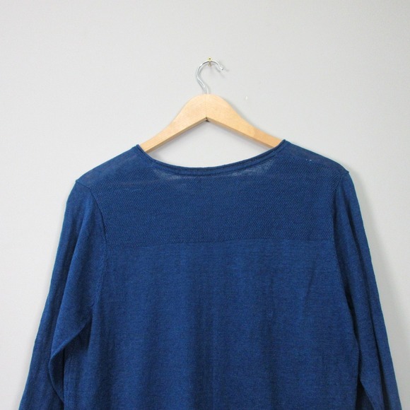 Gudrun Sjoden Linen Tunic Dress M Blue Long Sleeve Hi-Low Hem Relaxed Boho 276 - Picture 5 of 9